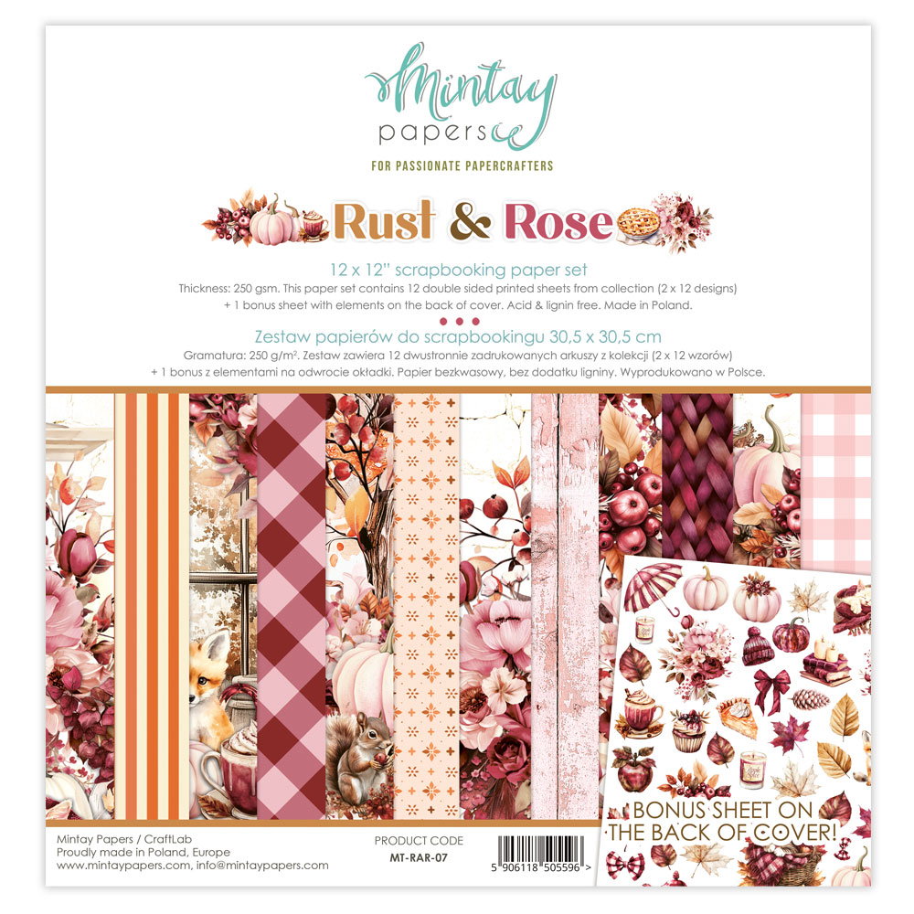 MT-RAR-07 RUST & ROSE - paper set 30.5x30.5cm