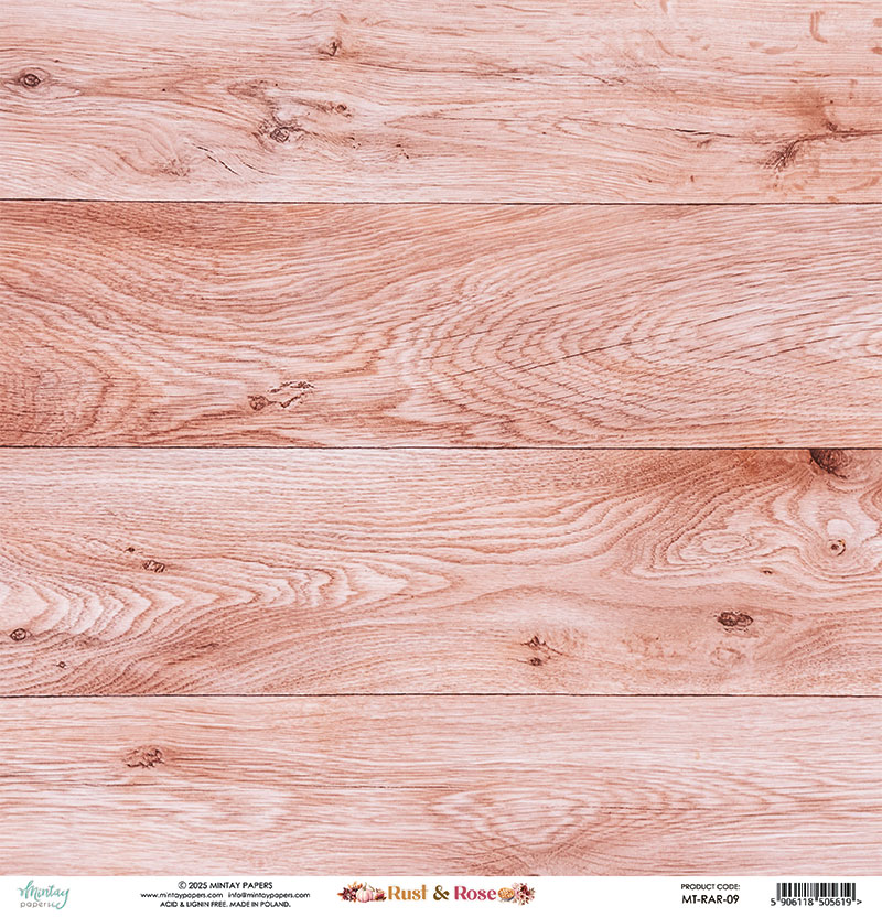 MT-RAR-09 RUST & ROSE-double-sided paper with elements 30.5x30.5cm