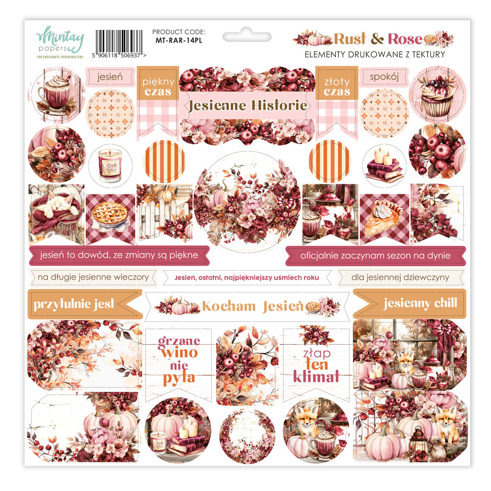 MT-RAR-14PL RUST & ROSE- Paper stickers - Berrmata elements - PL version