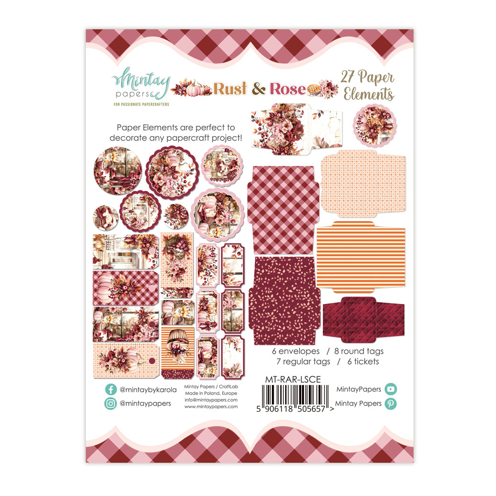 MT-RAR-LSCE RUST & ROSE Paper Envelopes and Tags - MINTAY - die cuts