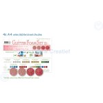 25.7668 Glitter foam set 11, 4 sheets A4, 2 pastel pink & 2 pink.