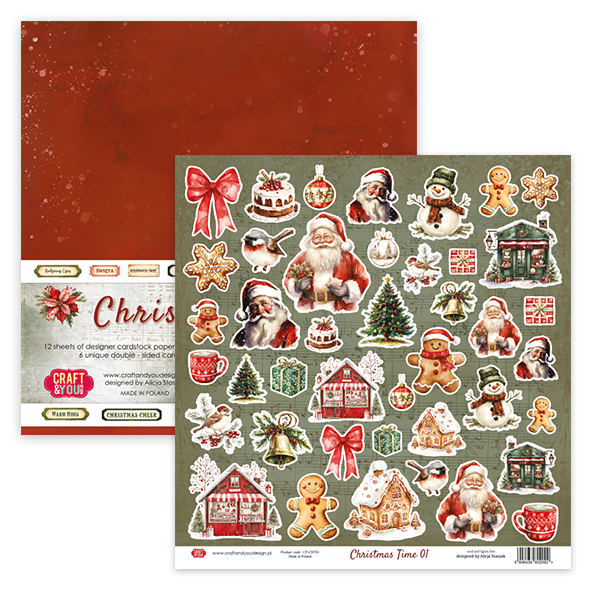 CPS-CHT30-12 Paper set 12x12" Christmas Time -12 sheets