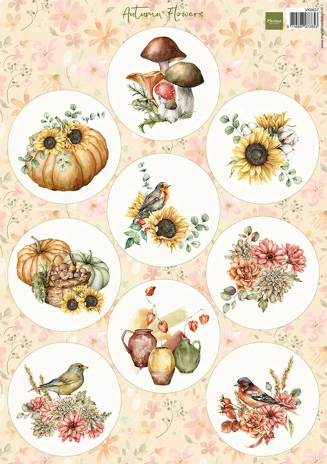 VK9637 one side paper A4 Marianne Design- Autumn Flowers