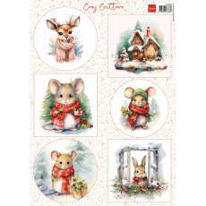 VK9638 one side paper A4 Marianne Design-  Cosy Critters