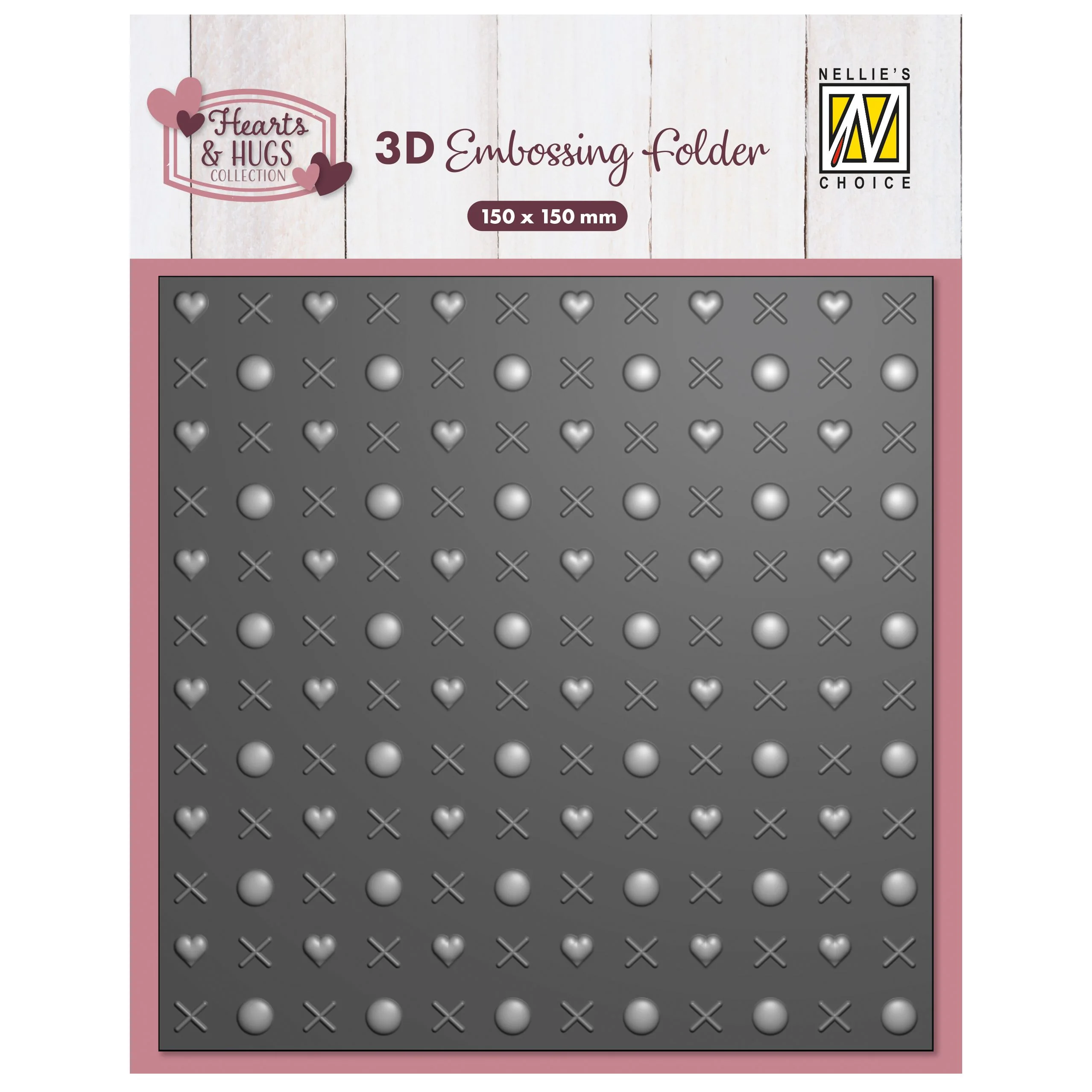 EF3D107 Nellie's Choice • 3D Embossing Folder Hugs & Kisses