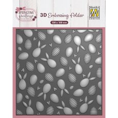 EF3D111 Nellie's Choice • 3D Embossing Folder Background Rabbits and Easter Eggs
