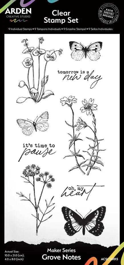 ACSCS0015 Laurel Grove Maker Series 4x8 Inch Clear Stamp Set Grove Notes