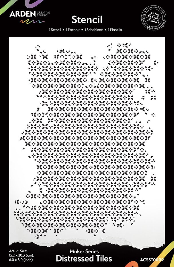 ACSST0009 Laurel Grove Maker Series 6x8 Inch Stencil Distressed Tiles