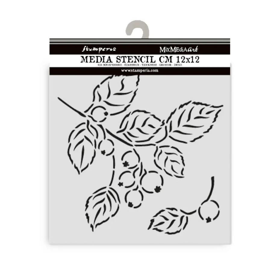 KSTDS60 Stamperia Whispering Wood Thick Stencil 12x12cm- Berries