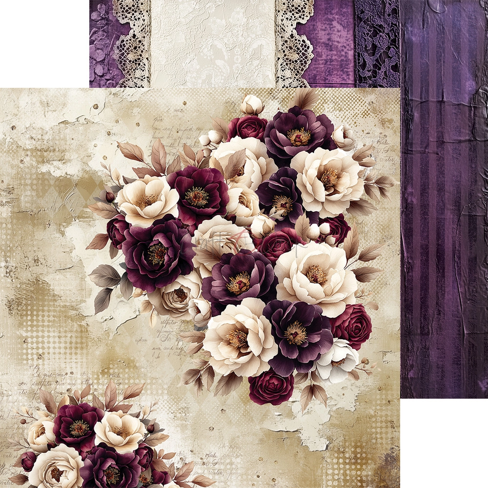CC-C80-PC-10 PLUM & CARAMEL- a set of papers 15,25x15,25cm