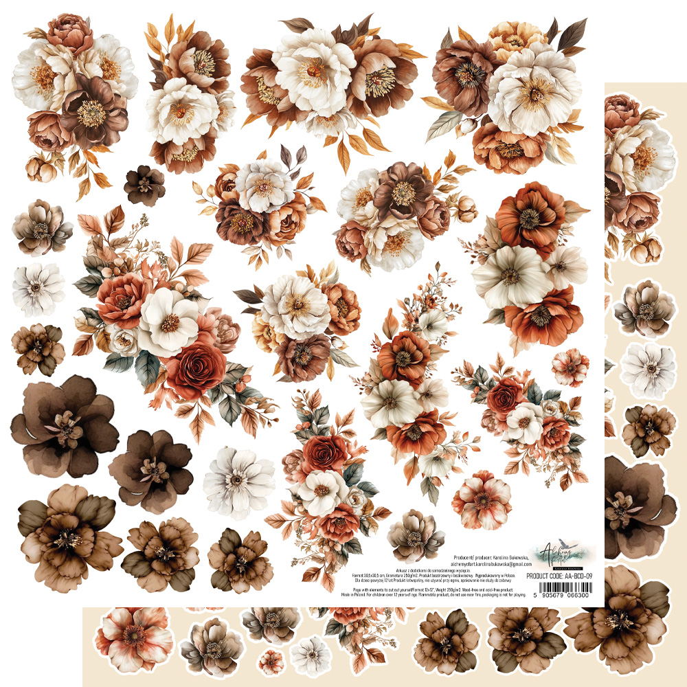 AA-BCD-09 Paper sheet 12x12'' Behind Closed Doors-Flowers