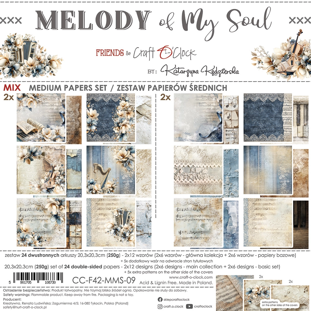 CC-F42-MMS-09 MELODY OF MY SOUL a set of papers 20,3x20,3cm - MIX