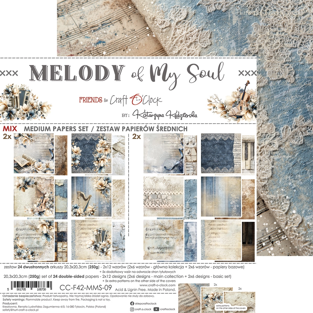 CC-F42-MMS-09 MELODY OF MY SOUL a set of papers 20,3x20,3cm - MIX