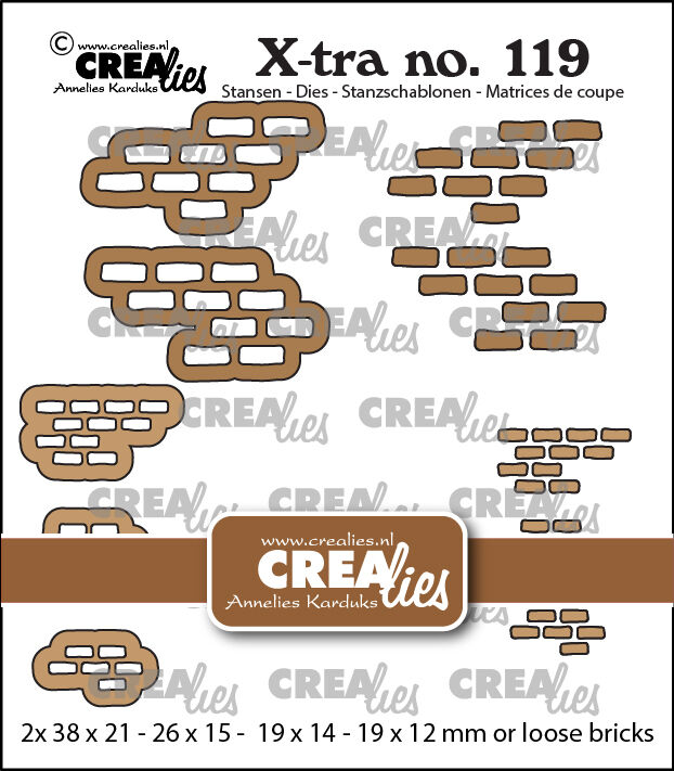 CLXTRA119 X-tra dies Crealies • Brickwall Middle & Small with Loose Bricks