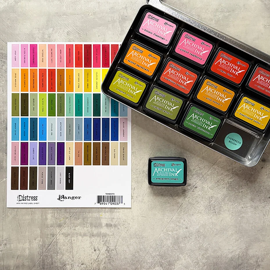 TDA90373 Tim Holtz Distress Mini Ink Pad Label Sheet Black