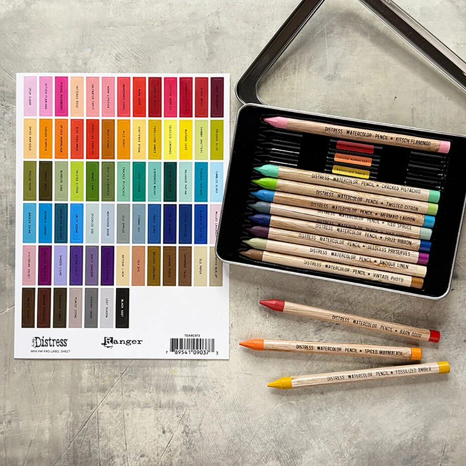 TDA90373 Tim Holtz Distress Mini Ink Pad Label Sheet Black