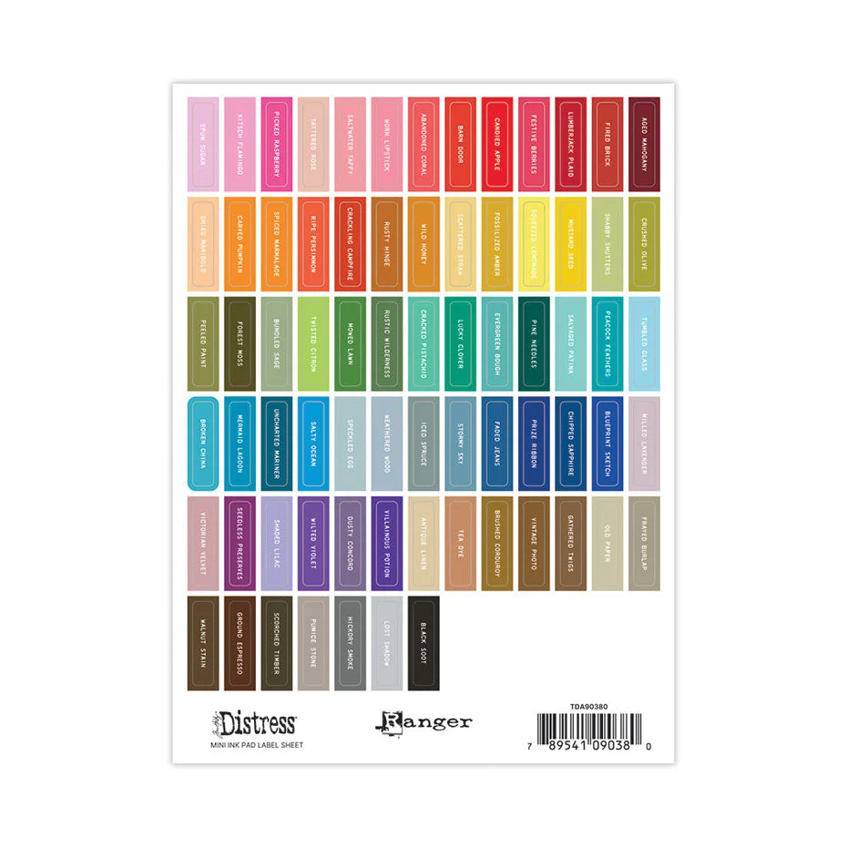 TDA90380 Tim Holtz Distress Mini Ink Pad Label Sheet White