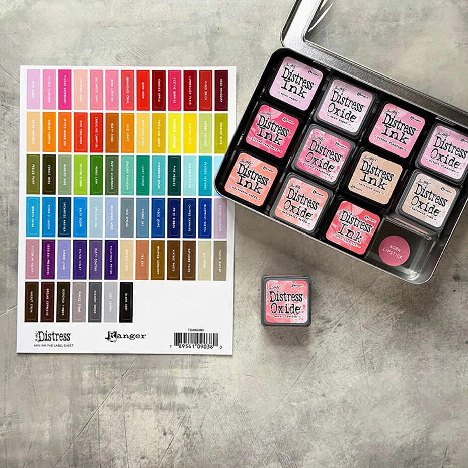 TDA90380 Tim Holtz Distress Mini Ink Pad Label Sheet White