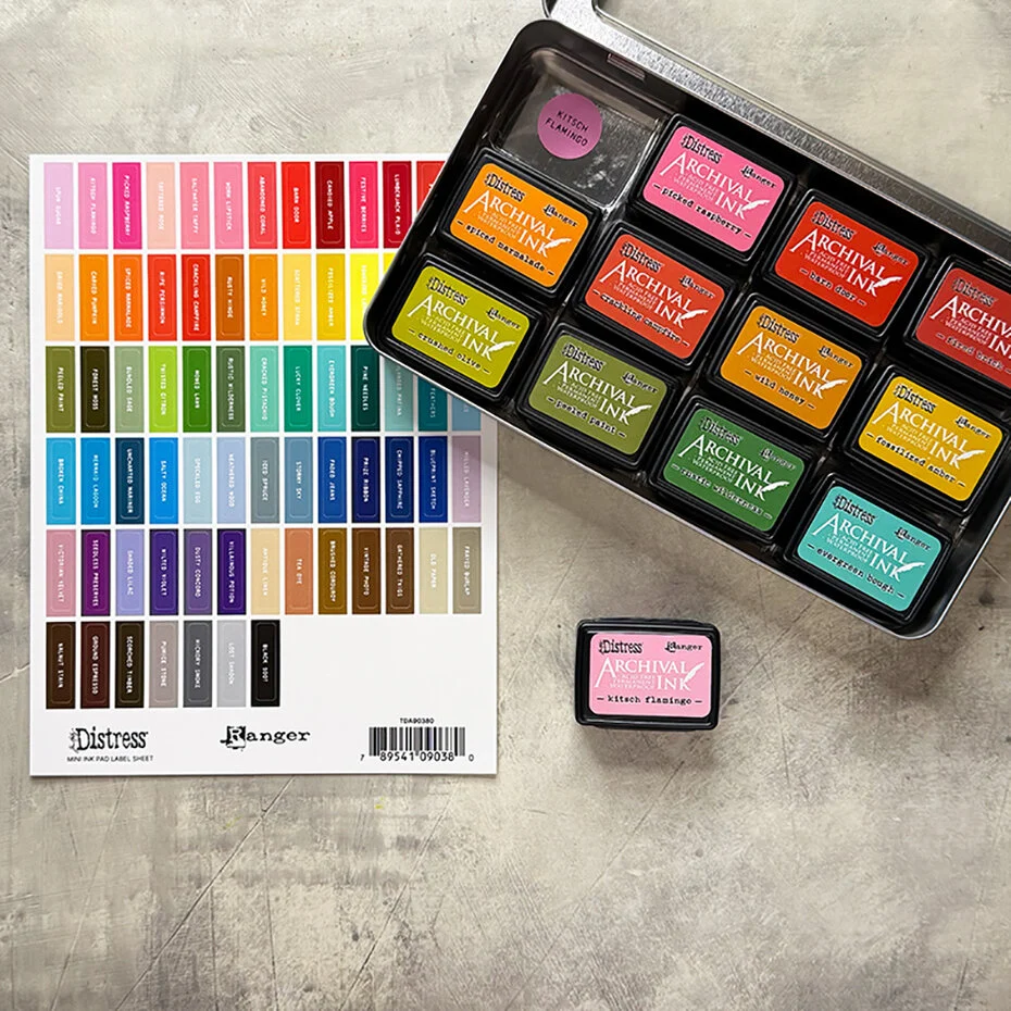 TDA90380 Tim Holtz Distress Mini Ink Pad Label Sheet White