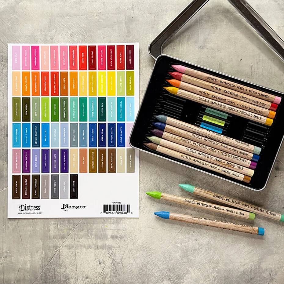 TDA90380 Tim Holtz Distress Mini Ink Pad Label Sheet White