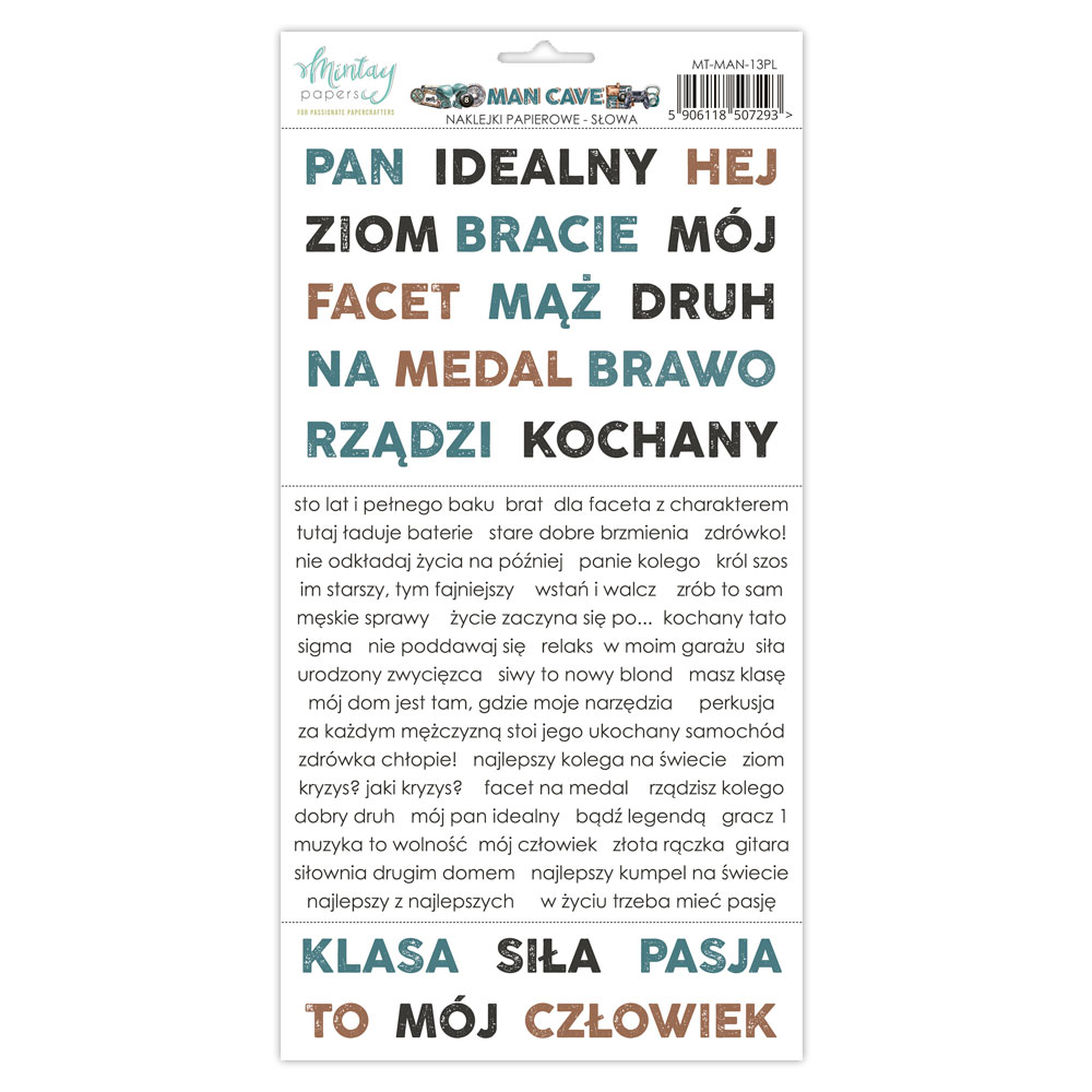MT-MAN-13PL Man Cave Paper stickers - elements PL - MINTAY