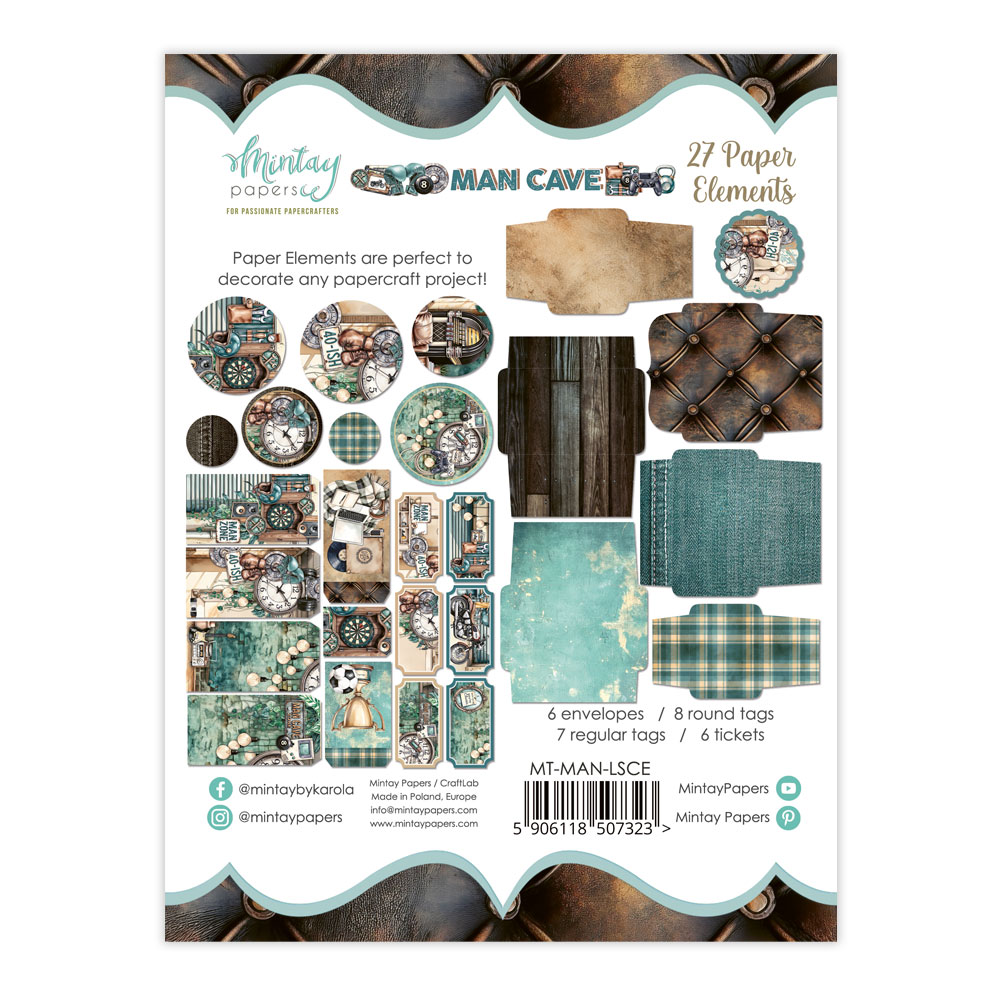 MT-MAN-LSCE Man Cave Paper Envelopes and Tags - MINTAY - die cuts