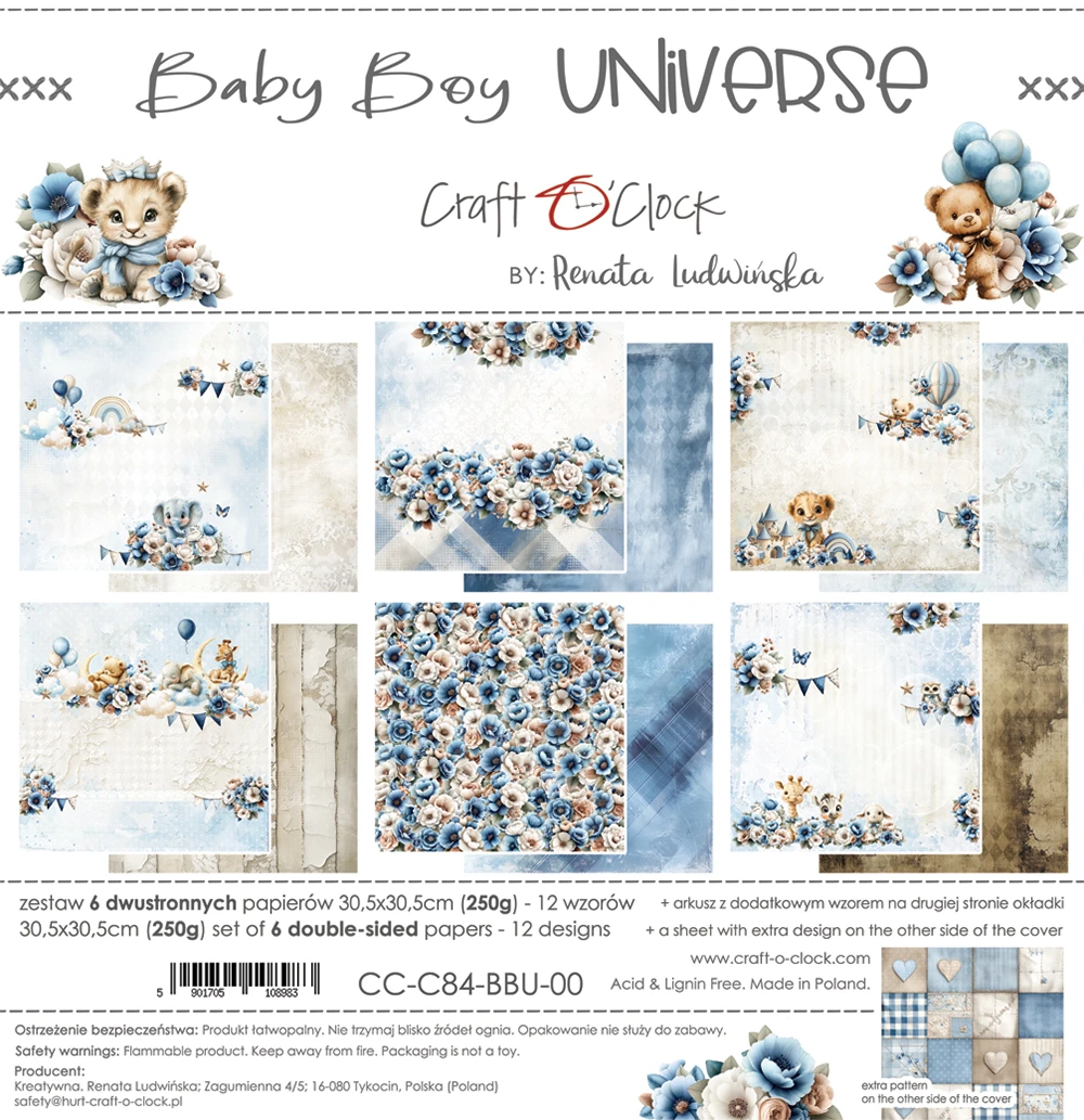 CC-C84-BBU-00 BABY BOY UNIVERSE a set of papers 30,5x30,5cm