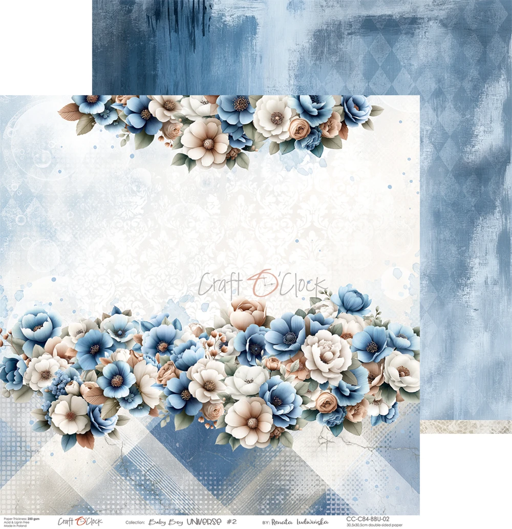 CC-C84-BBU-00 BABY BOY UNIVERSE a set of papers 30,5x30,5cm