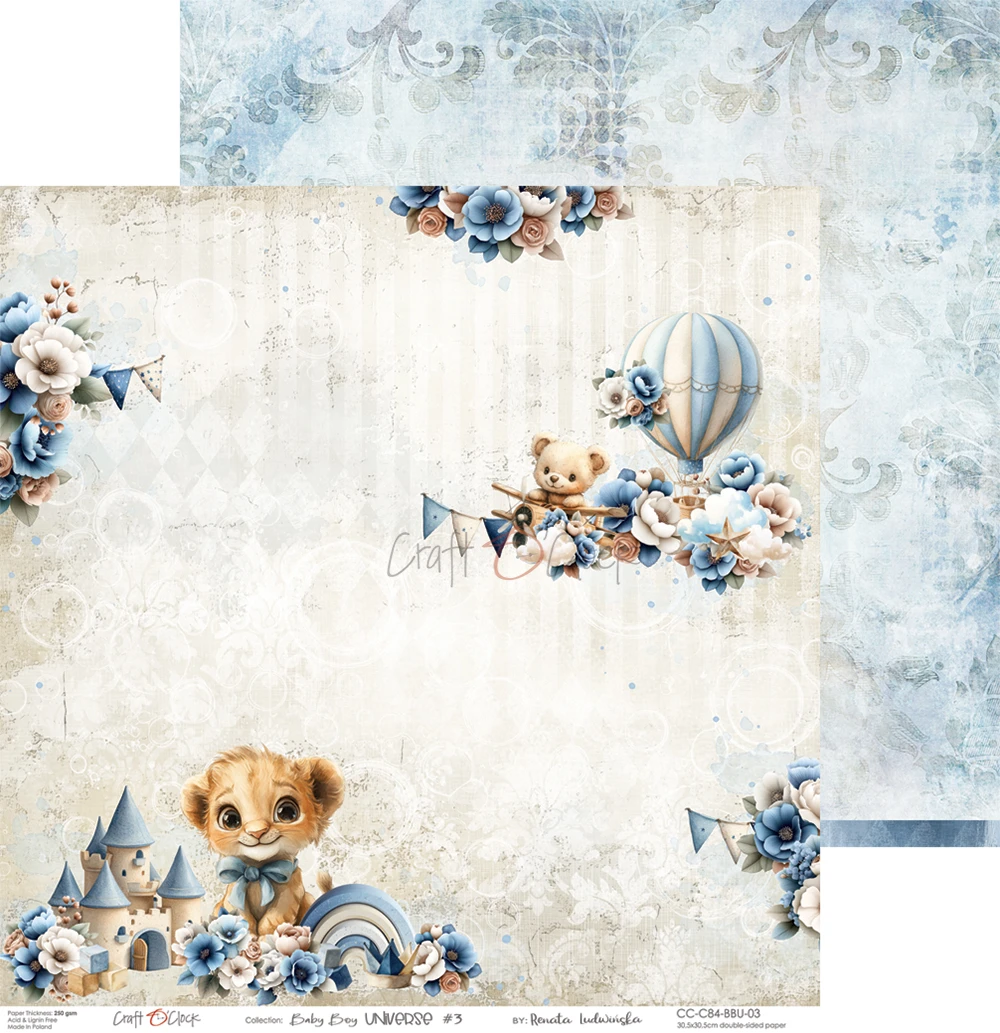 CC-C84-BBU-00 BABY BOY UNIVERSE a set of papers 30,5x30,5cm