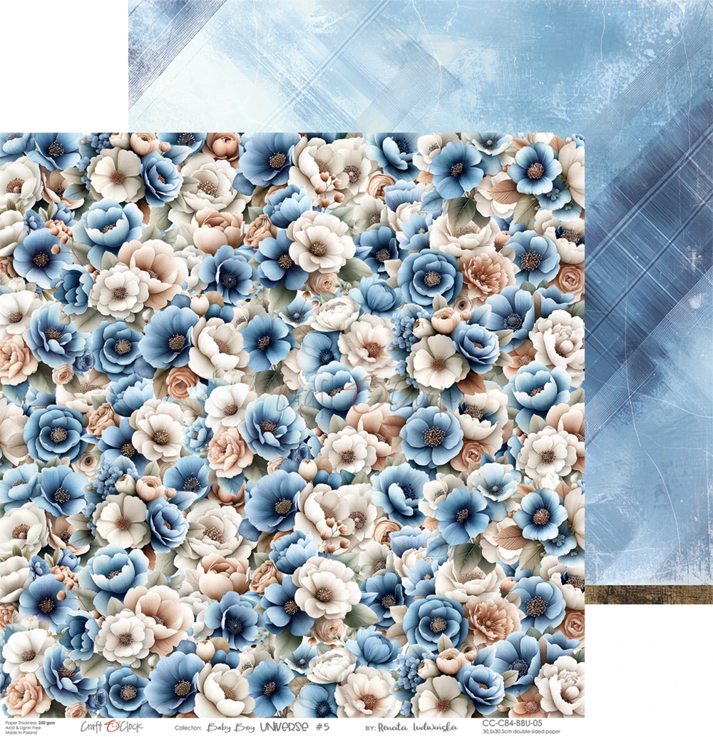 CC-C84-BBU-00 BABY BOY UNIVERSE a set of papers 30,5x30,5cm