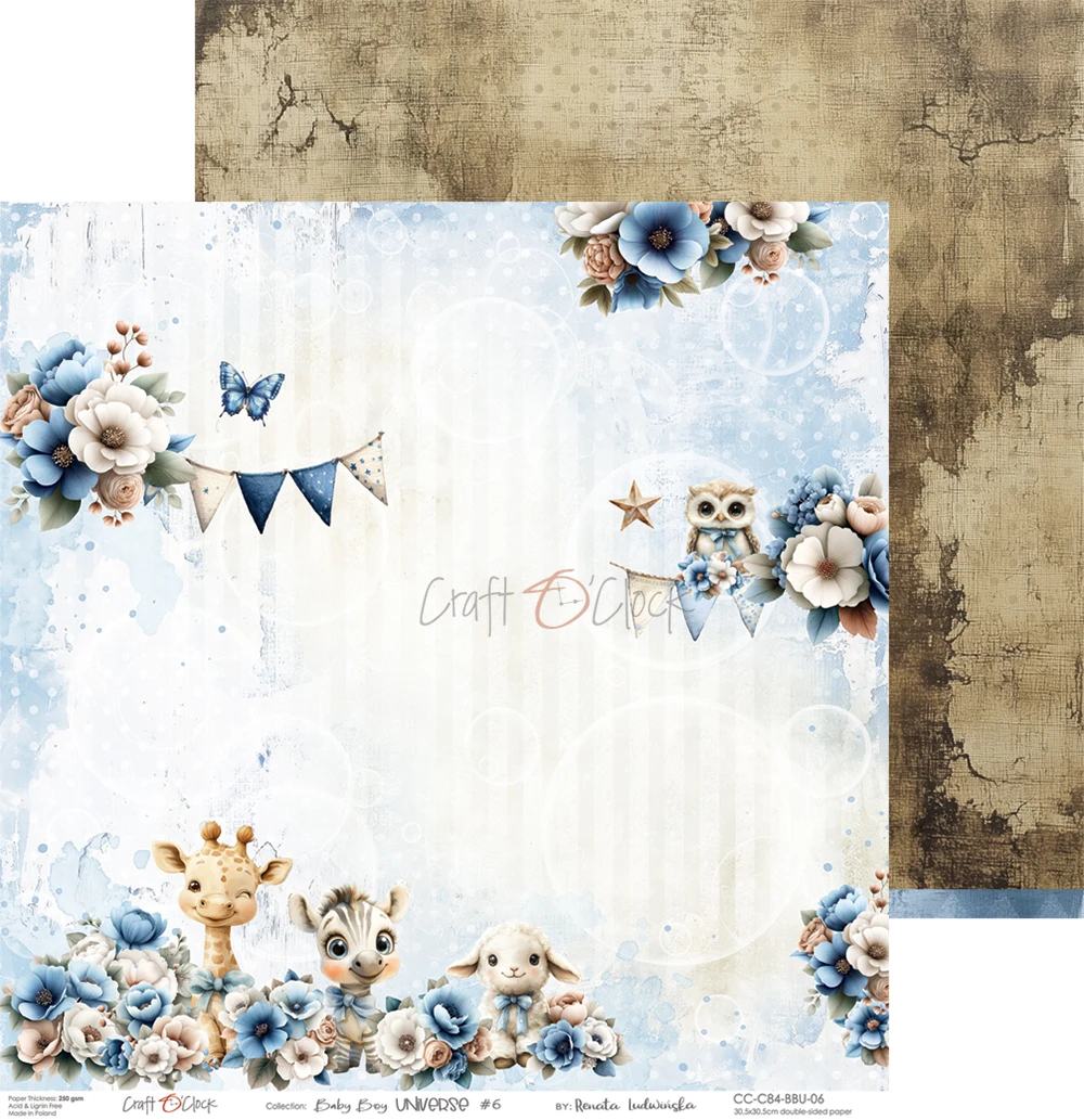 CC-C84-BBU-00 BABY BOY UNIVERSE a set of papers 30,5x30,5cm