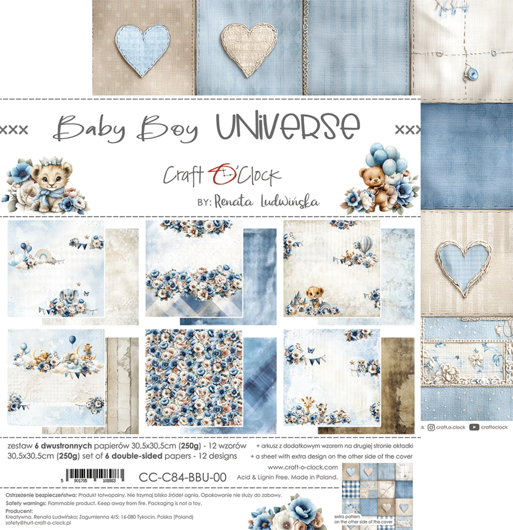 CC-C84-BBU-00 BABY BOY UNIVERSE a set of papers 30,5x30,5cm