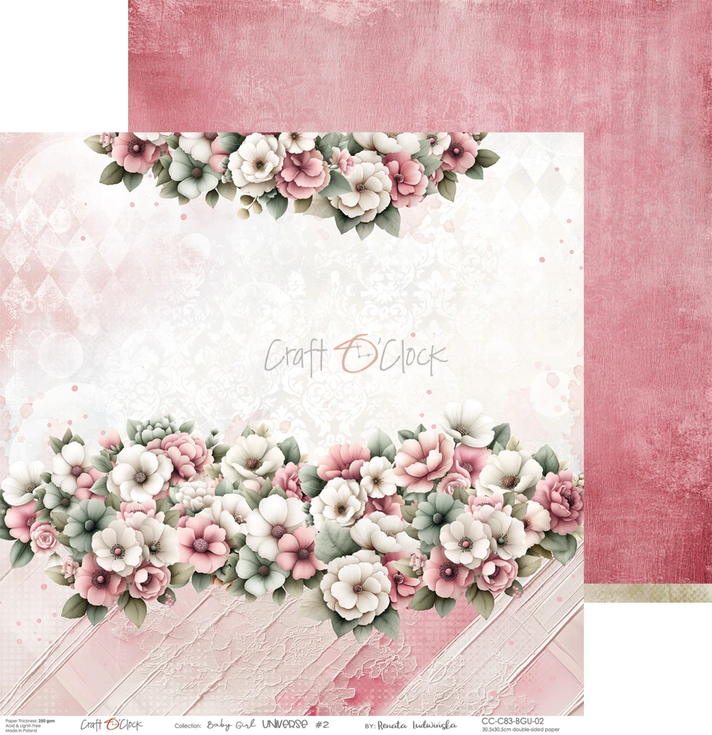 CC-C83-BGU-00 BABY GIRL UNIVERSE a set of papers 30,5x30,5cm