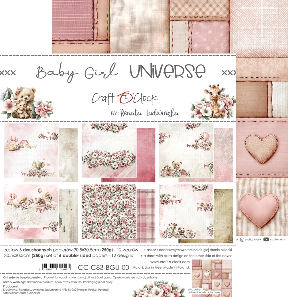 CC-C83-BGU-00 BABY GIRL UNIVERSE a set of papers 30,5x30,5cm