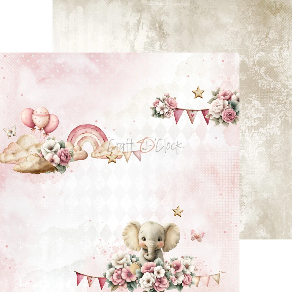 CC-C83-BGU-07 BABY GIRL UNIVERSE- a set of papers 20,3x20,3cm