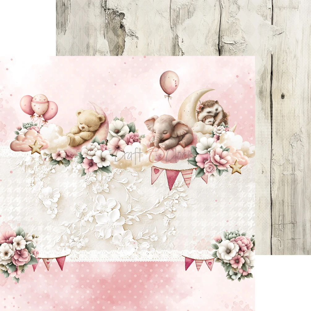 CC-C83-BGU-07 BABY GIRL UNIVERSE- a set of papers 20,3x20,3cm