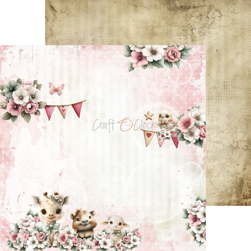 CC-C83-BGU-07 BABY GIRL UNIVERSE- a set of papers 20,3x20,3cm