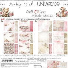 CC-C83-BGU-09 BABY GIRL UNIVERSE- a set of papers 20,3x20,3cm - MIX 