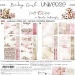 CC-C83-BGU-09 BABY GIRL UNIVERSE- a set of papers 20,3x20,3cm - MIX
