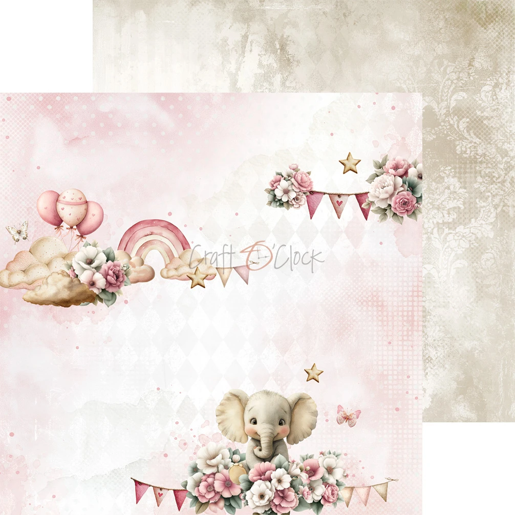 CC-C83-BGU-09 BABY GIRL UNIVERSE- a set of papers 20,3x20,3cm - MIX