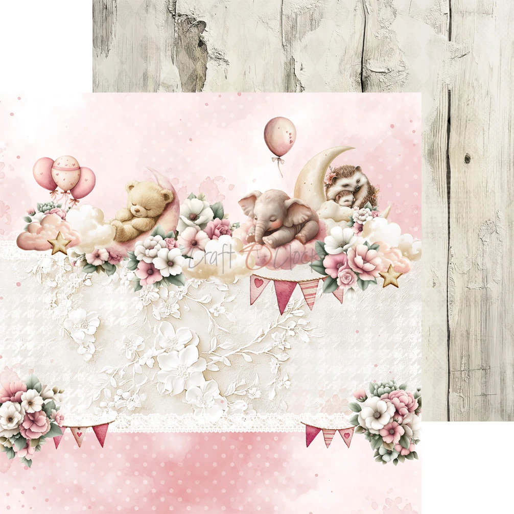 CC-C83-BGU-09 BABY GIRL UNIVERSE- a set of papers 20,3x20,3cm - MIX