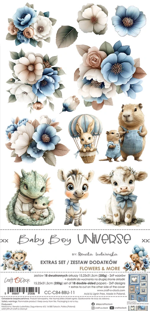 CC-C84-BBU-11 BABY BOY UNIVERSE - EXTRAS set - FLOWERS & MORE