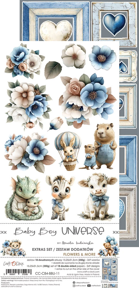 CC-C84-BBU-11 BABY BOY UNIVERSE - EXTRAS set - FLOWERS & MORE