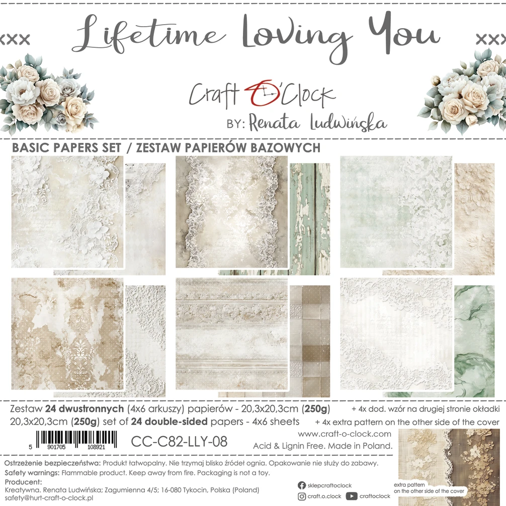 CC-C82-LLY-09 LIFETIME LOVING YOU- a set of papers 20,3x20,3cm - MIX