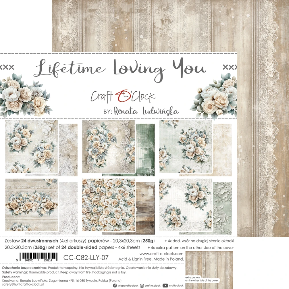 CC-C82-LLY-09 LIFETIME LOVING YOU- a set of papers 20,3x20,3cm - MIX