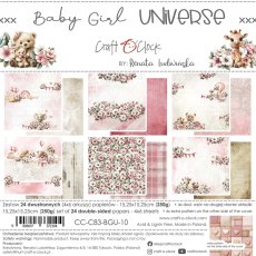 CC-C83-BGU-10 BABY GIRL UNIVERSE- a set of papers 15,25x15,25cm