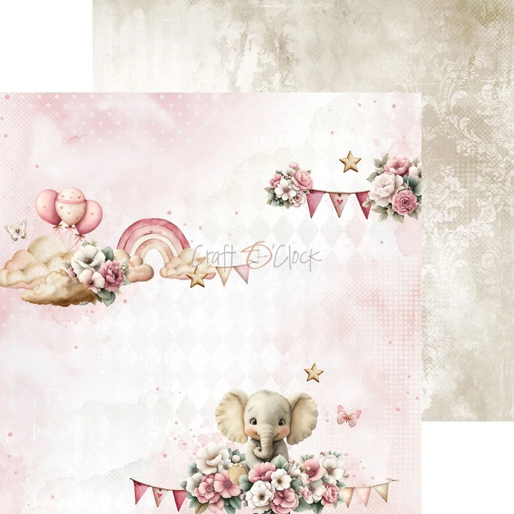 CC-C83-BGU-10 BABY GIRL UNIVERSE- a set of papers 15,25x15,25cm