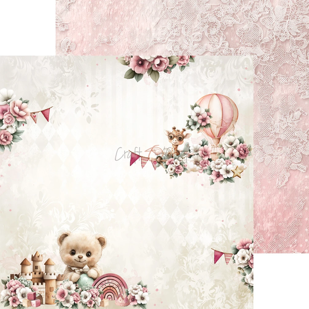 CC-C83-BGU-10 BABY GIRL UNIVERSE- a set of papers 15,25x15,25cm
