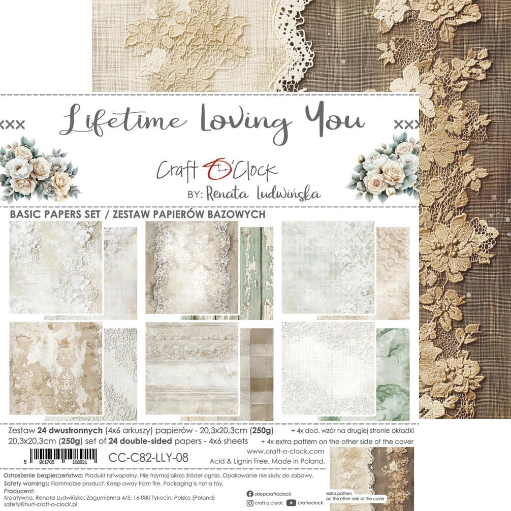 CC-C82-LLY-09 LIFETIME LOVING YOU- a set of papers 20,3x20,3cm - MIX