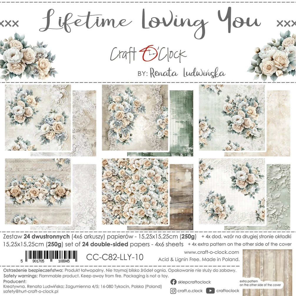 CC-C82-LLY-10 LIFETIME LOVING YOU a set of papers 15,25x15,25cm